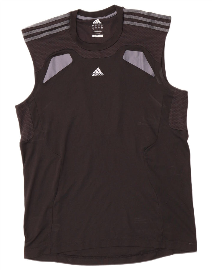ADIDAS Mens Climacool Vest Top Mediu Negru Poliester Colorblock