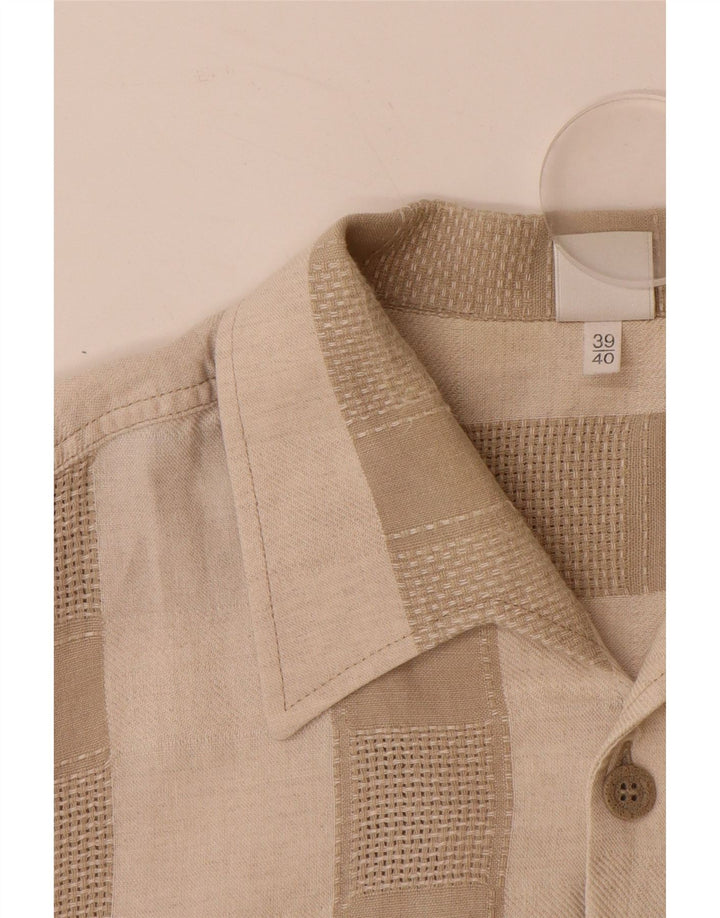 Cămașă cu mânecă scurtă pentru bărbați WALBUSCH Mărimea 39/40, in dungi medii, bej