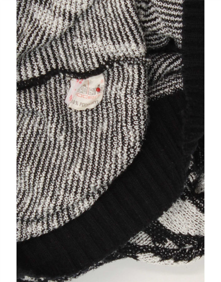 Pulover Cardigan Vintage pentru Damă IT 42 Medium Negru Geometric Poliacrilic