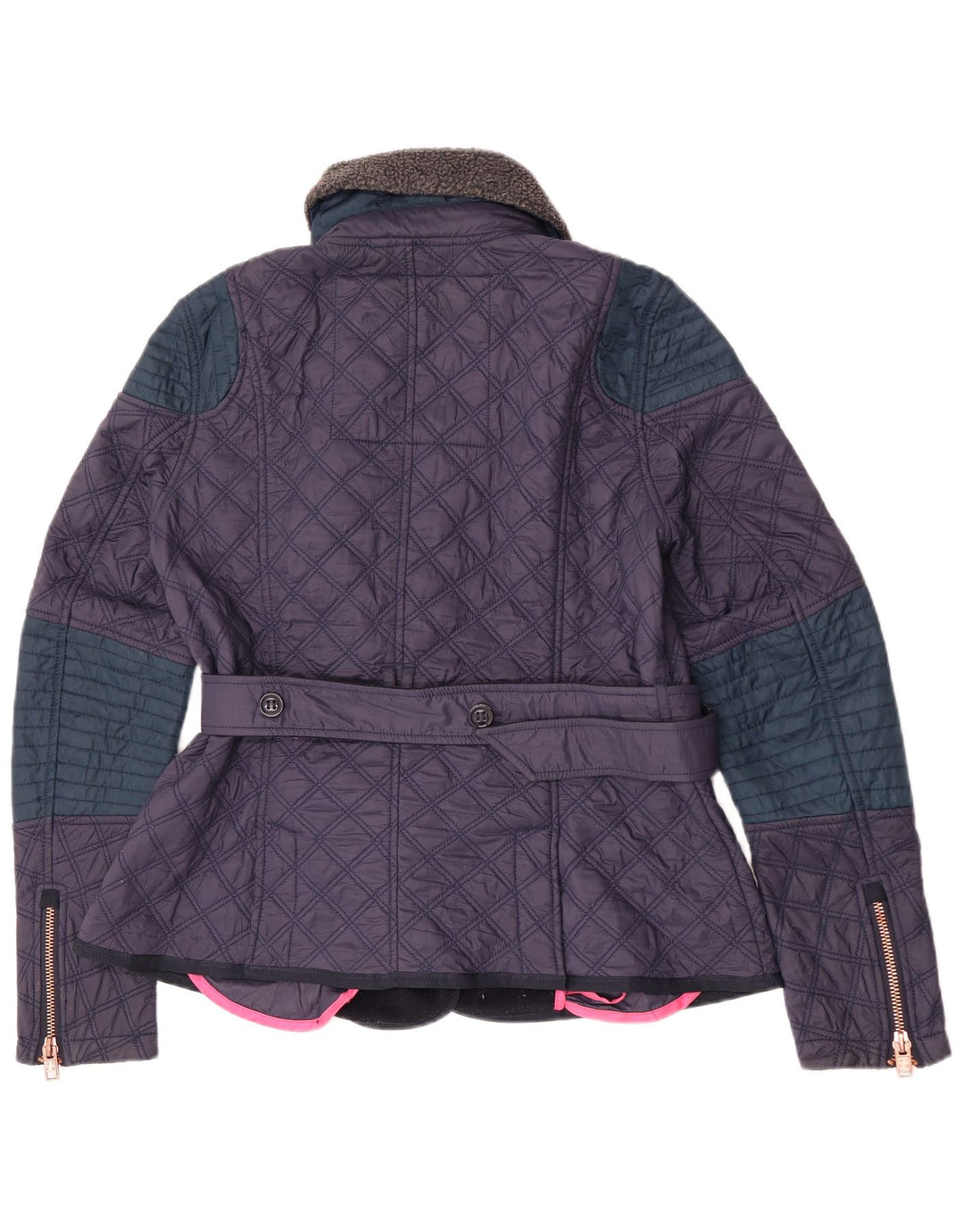 Jachetă matlasată Superdry pentru femei UK 14 Medium Navy Blue Marine Colorblock