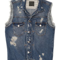 Gilet pentru bărbați din denim învechit Zara UK 36 mic, albastru, bumbac