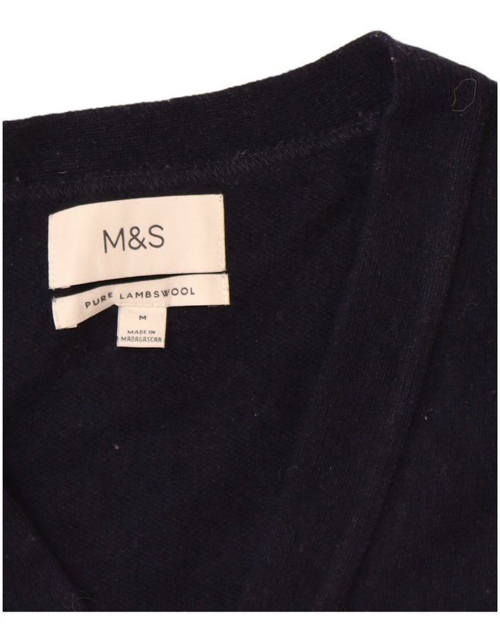 Pulover cardigan pentru bărbați Marks & Spencer, lână de miel bleumarin mediu