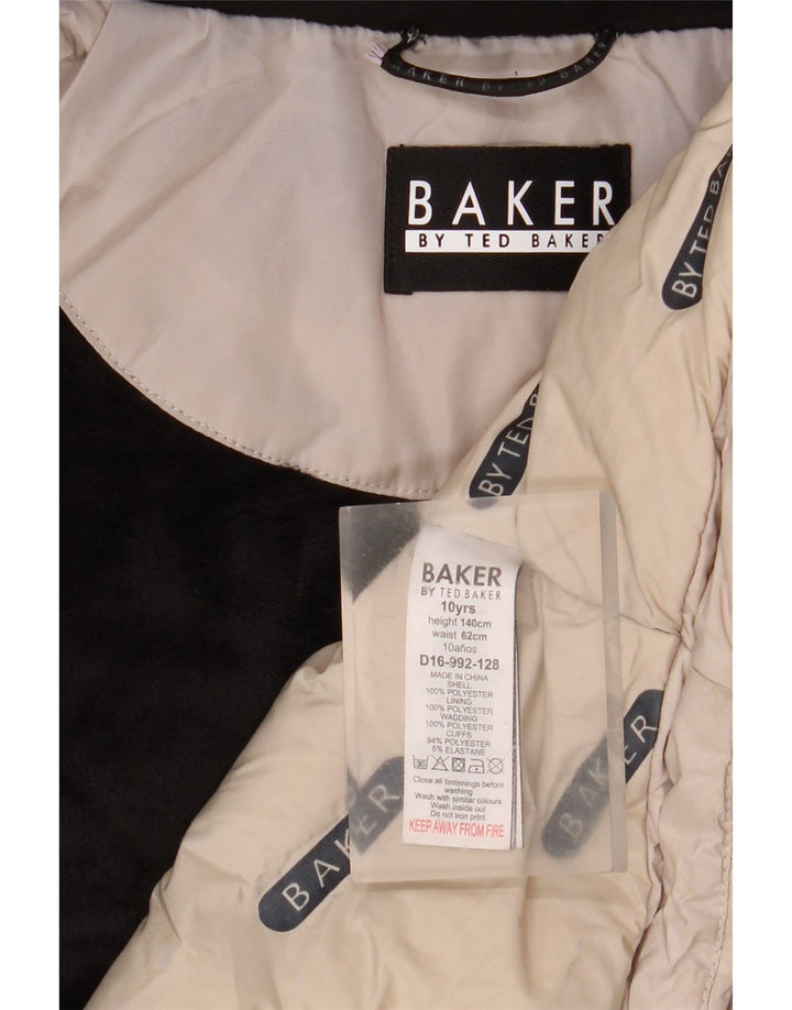 Palton căptușit cu glugă grafic pentru fete Ted Baker 9-10 ani poliester bej