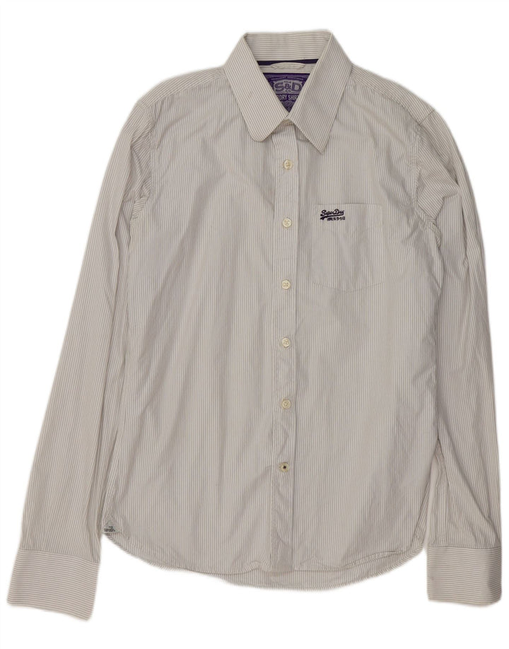 SUPERDRY Mens Shirt XL White Pinstripe Cotton