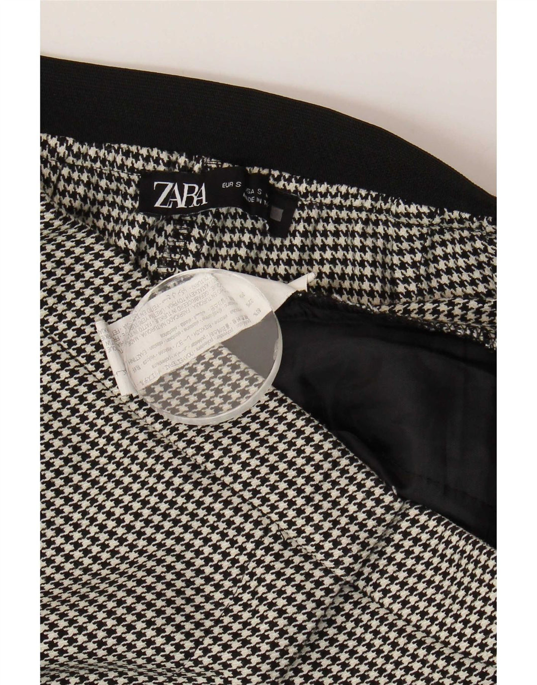Pantaloni chino subțiri pentru femei Zara Mici L26 L27 Poliester picior de găin negru