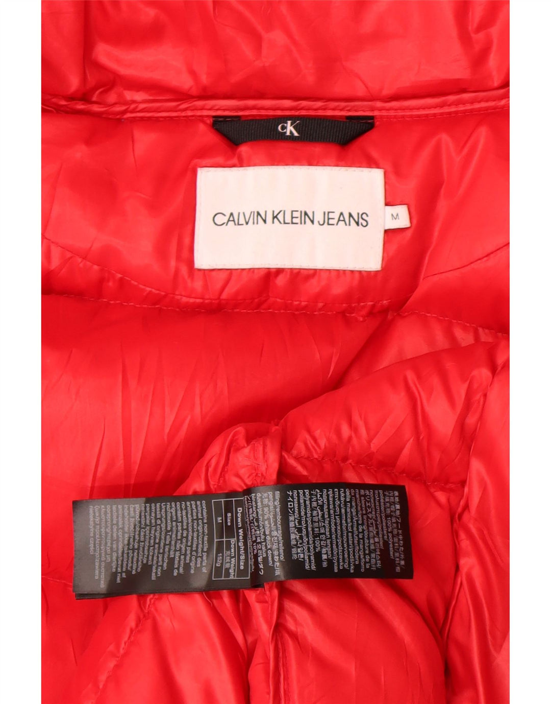 Jachetă căptușită cu glugă pentru femei Calvin Klein Jeans UK 14 Poliester roșu mediu