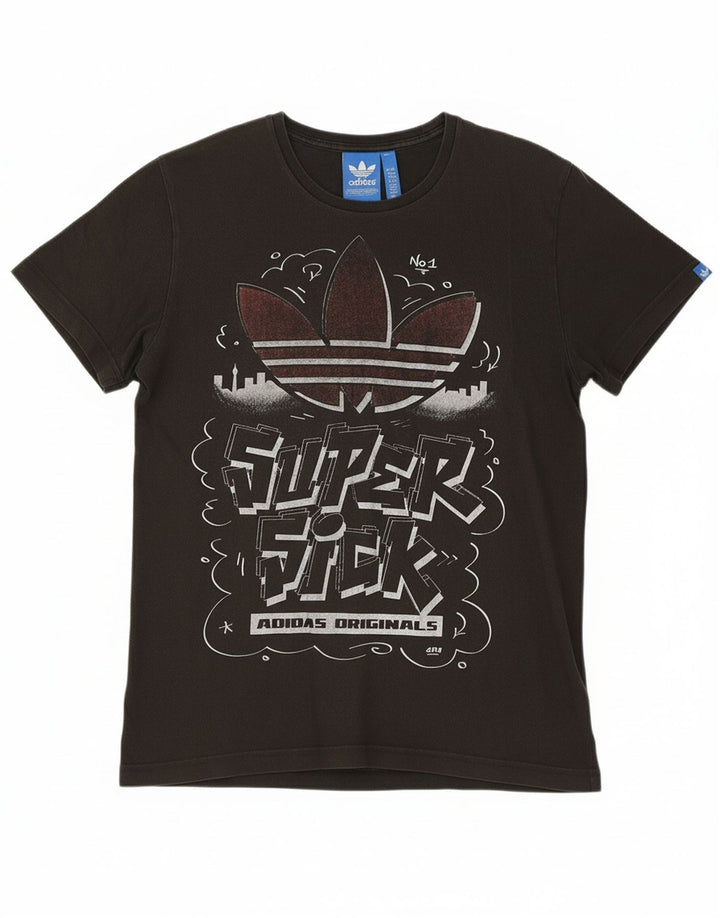 ADIDAS Mens Graphic T-Shirt Top Medium Black Cotton