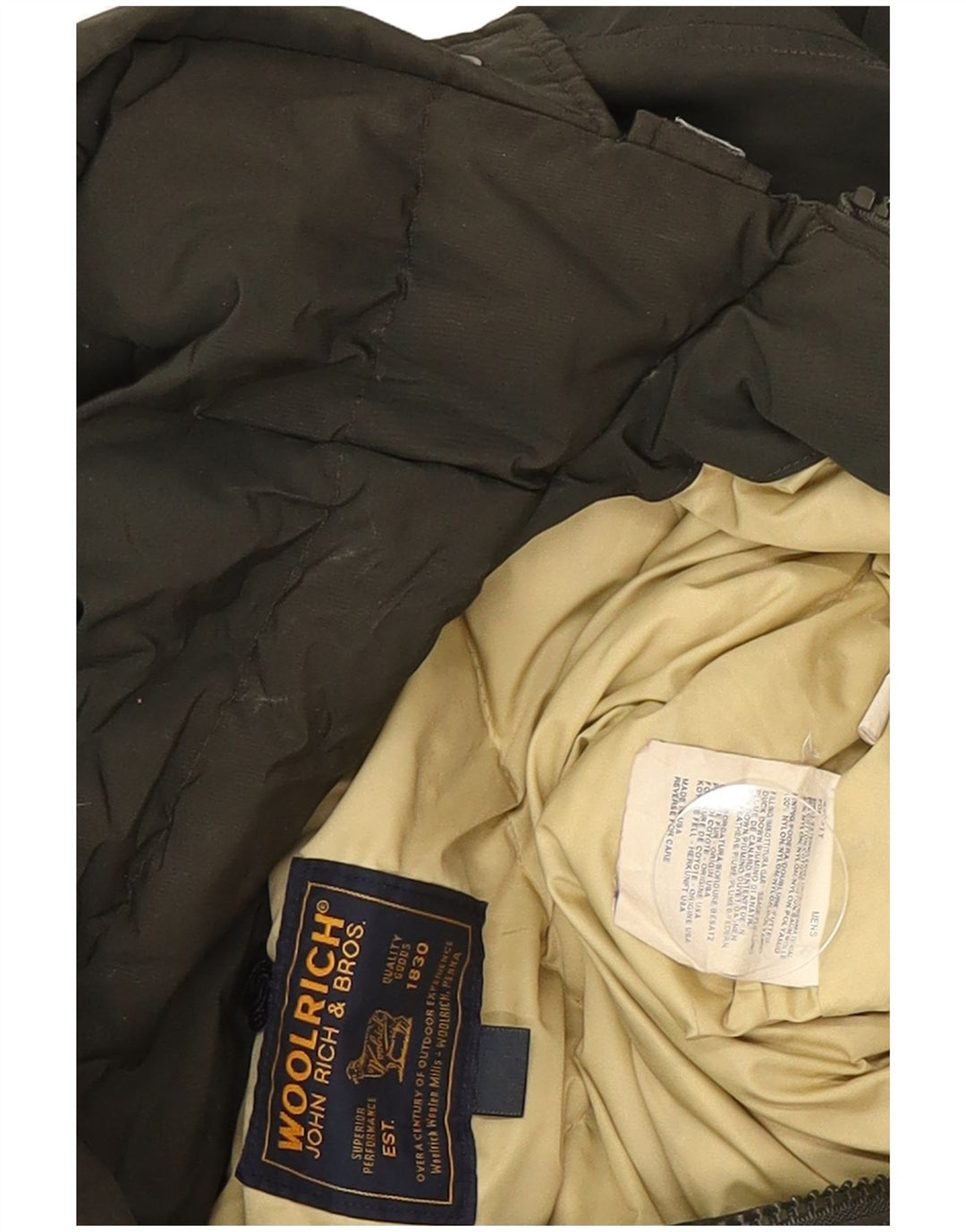 Jachetă căptușită cu glugă pentru bărbați Woolrich UK 40, bumbac kaki mare
