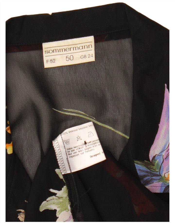 Bluză cămașă transparentă pentru femei SOMMERMANN UK 24 4XL Negru Floral