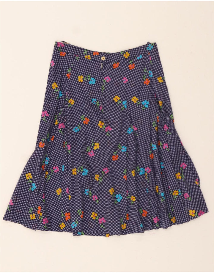 VINTAGE Womens A-Line Skirt W30 Medium Navy Blue Floral Vintage Vintage and Second-Hand Vintage from Messina Hembry 
