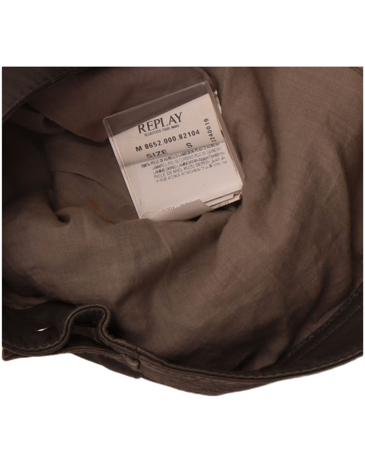 REPLAY Jachetă de piele pentru femei UK 10 Mic din piele gri