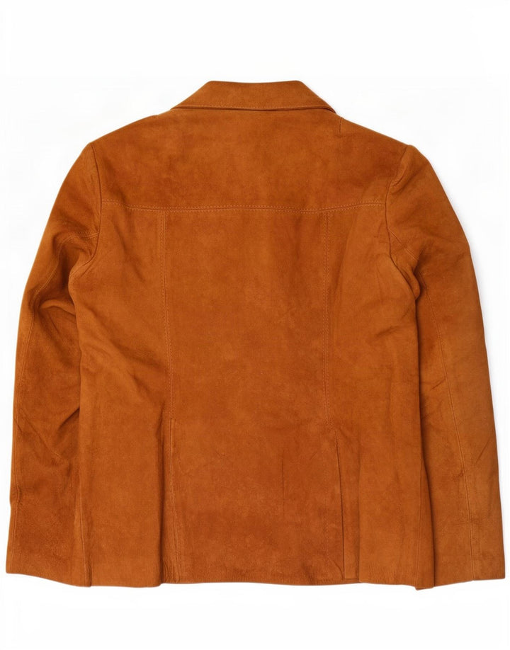 Blazer Vintage pentru femei cu 3 nasturi din piele intoarsa, UK 14 Bej mediu