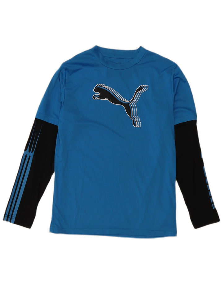 Bluză cu mânecă lungă Puma pentru băieți, 11-12 ani, albastru, poliester color bloc