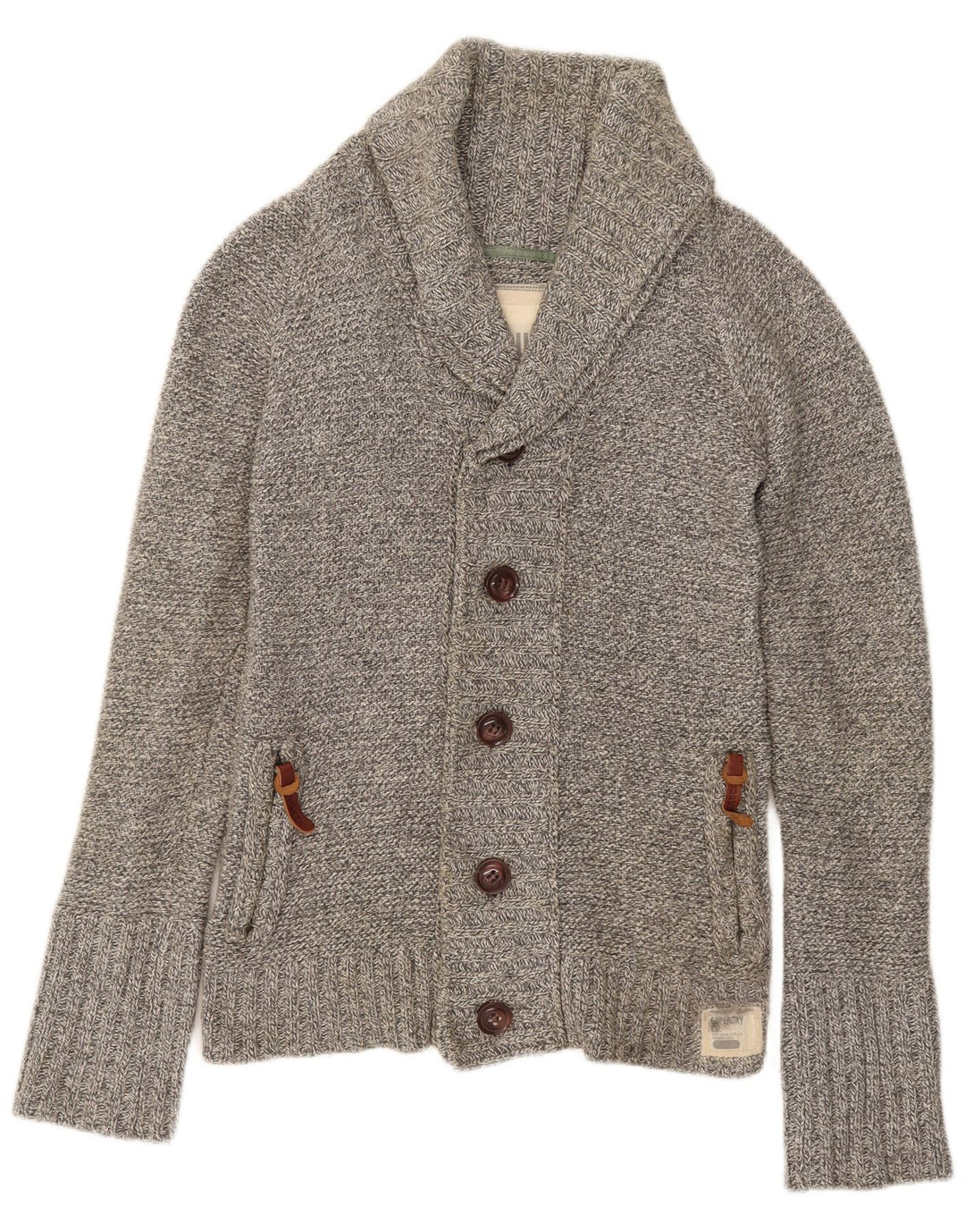 Pulover cardigan pentru bărbați Superdry, bumbac gri mediu