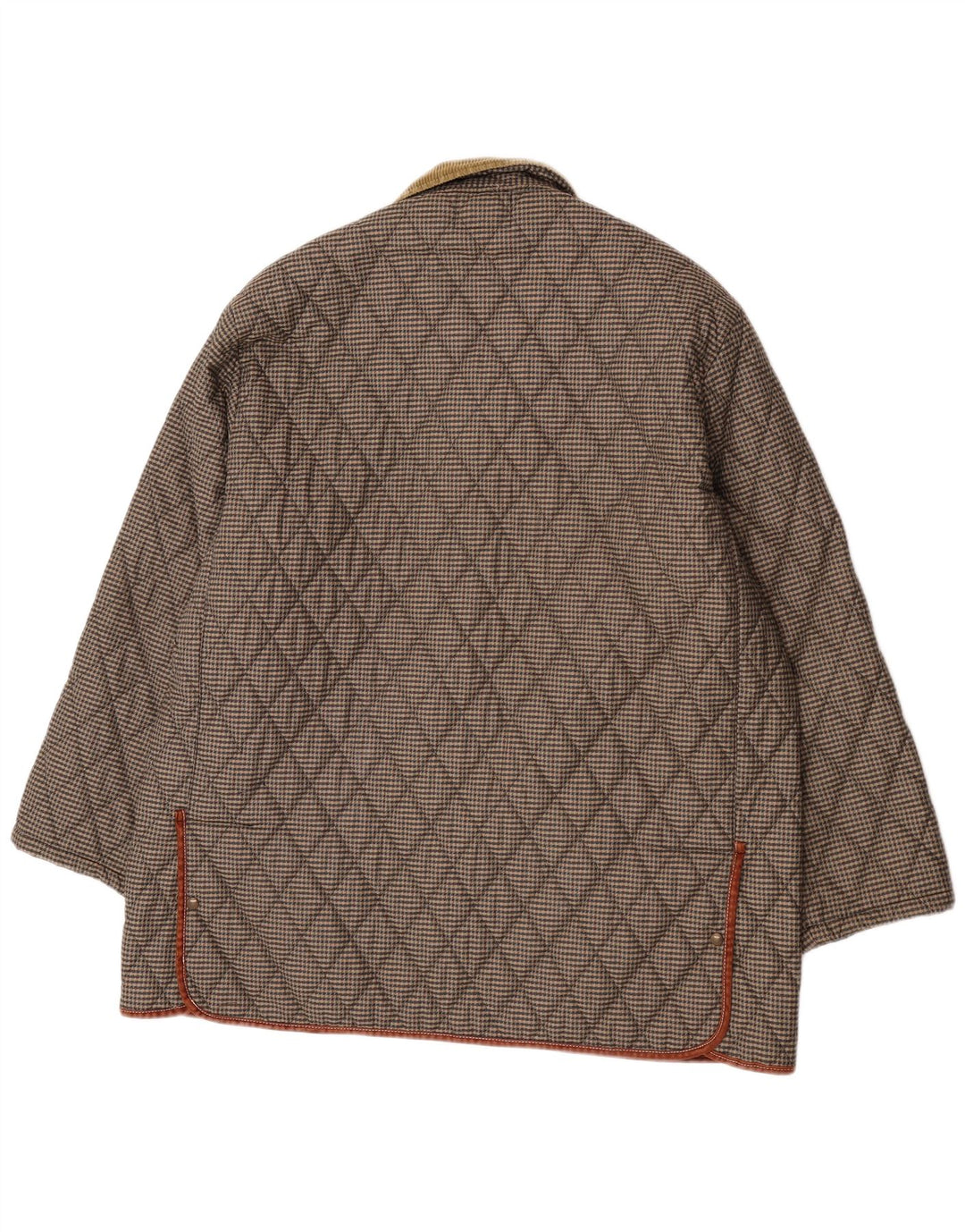 Geacă matlasată vintage pentru bărbați, Marea Britanie 44, 2XL, maro, model houndstooth, poliester