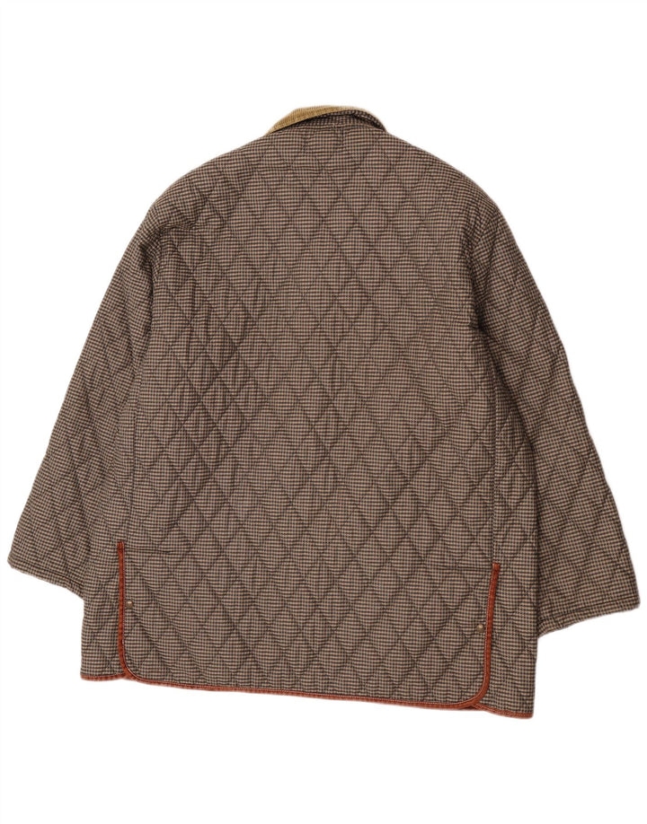 Geacă matlasată vintage pentru bărbați, Marea Britanie 44, 2XL, maro, model houndstooth, poliester
