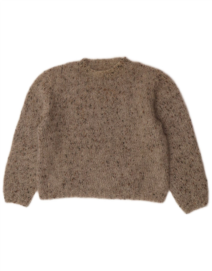 Pulover vintage pentru femei cu gât roșu și pulover UK 14 Medium Gri Pete