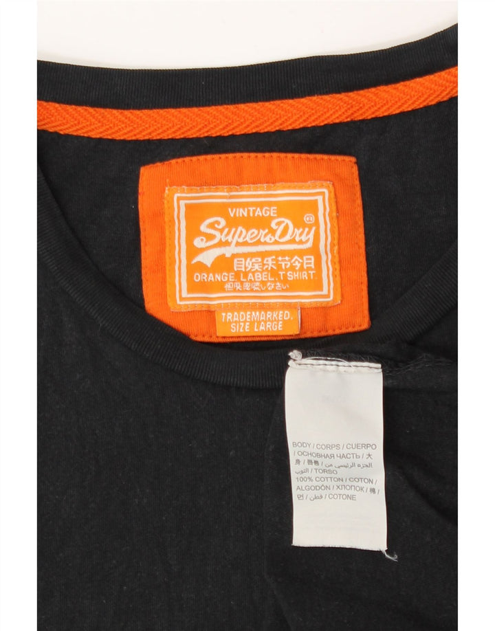 Tricou Superdry pentru bărbați Top mare din bumbac negru