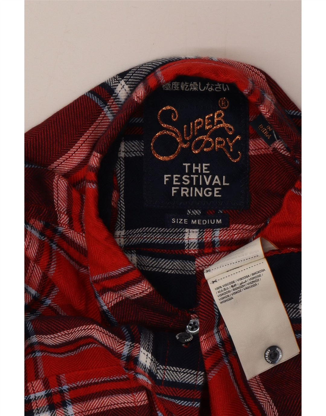 Cămașă de flanel pentru femei Superdry UK 14 Medium Red Check Viscose