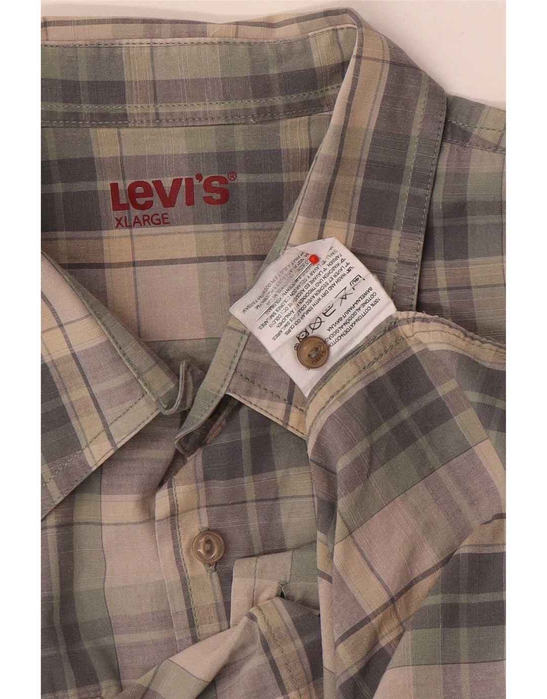Cămașă cu mânecă scurtă pentru bărbați Levi's XL, bumbac cu carouri gri