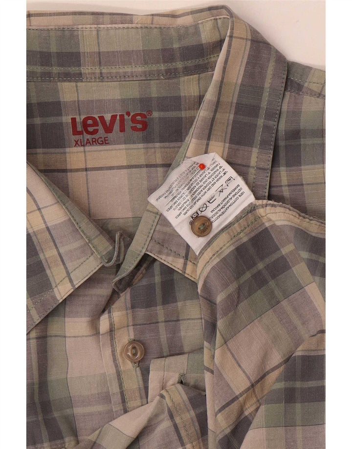 Cămașă cu mânecă scurtă pentru bărbați Levi's XL, bumbac cu carouri gri