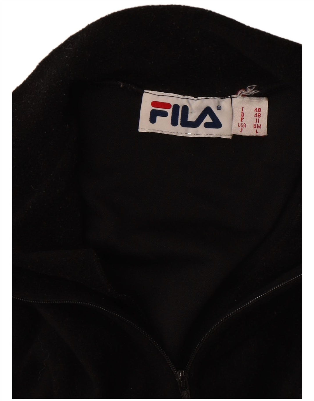Pulover FILA pentru bărbați, cu fermoar și gât, din lână IT 48, mediu negru