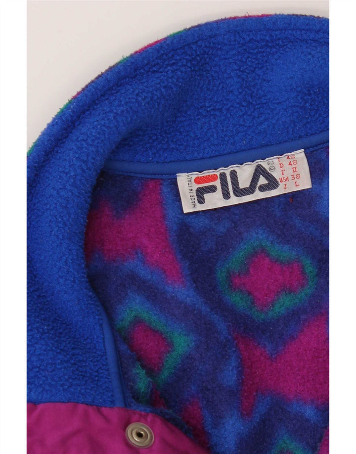 Pulover Fila pentru bărbați, cu gât cu nasturi, fleece IT 48 Medium Blue Geometric