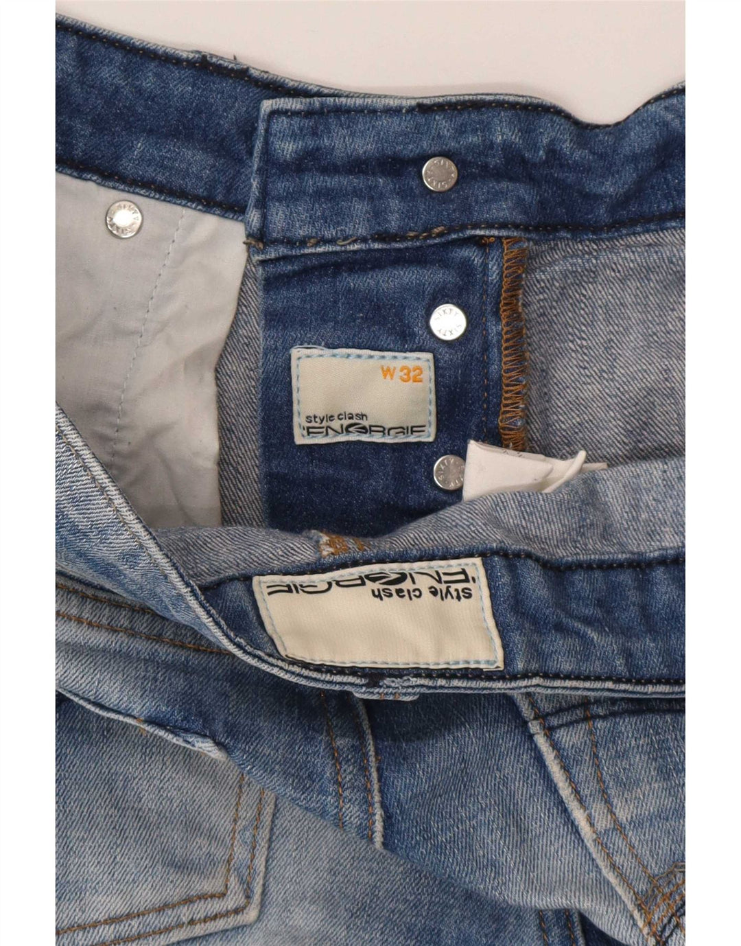 Pantaloni scurți din denim pentru bărbați Energie W32, bumbac albastru mediu