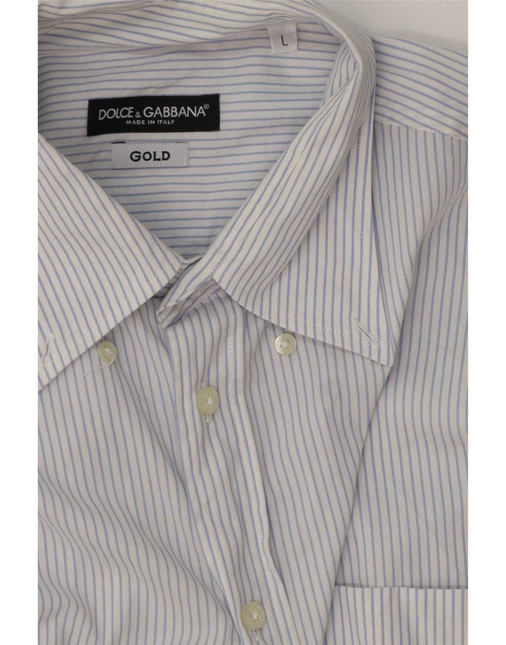 Cămașă pentru bărbați Dolce & Gabbana, mare, albastru, bumbac cu dungi