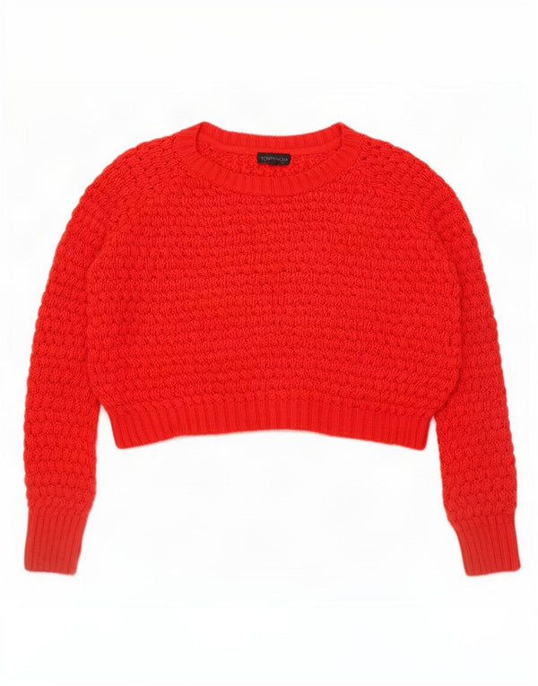 Pulover Topshop pentru femei, crop supradimensionat, cu gât de barcă, UK 10, roșu mic