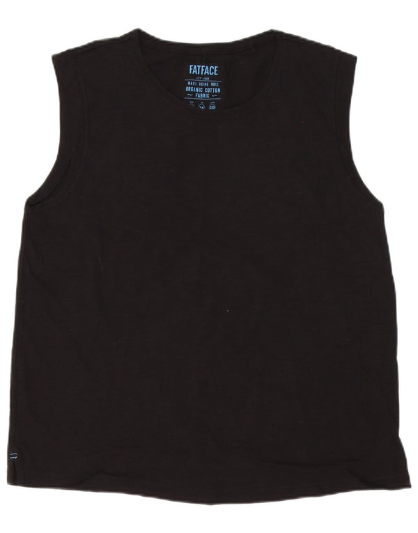 Fat Face Femei Vest Vest Top UK 14 Mare Bumbac Negru