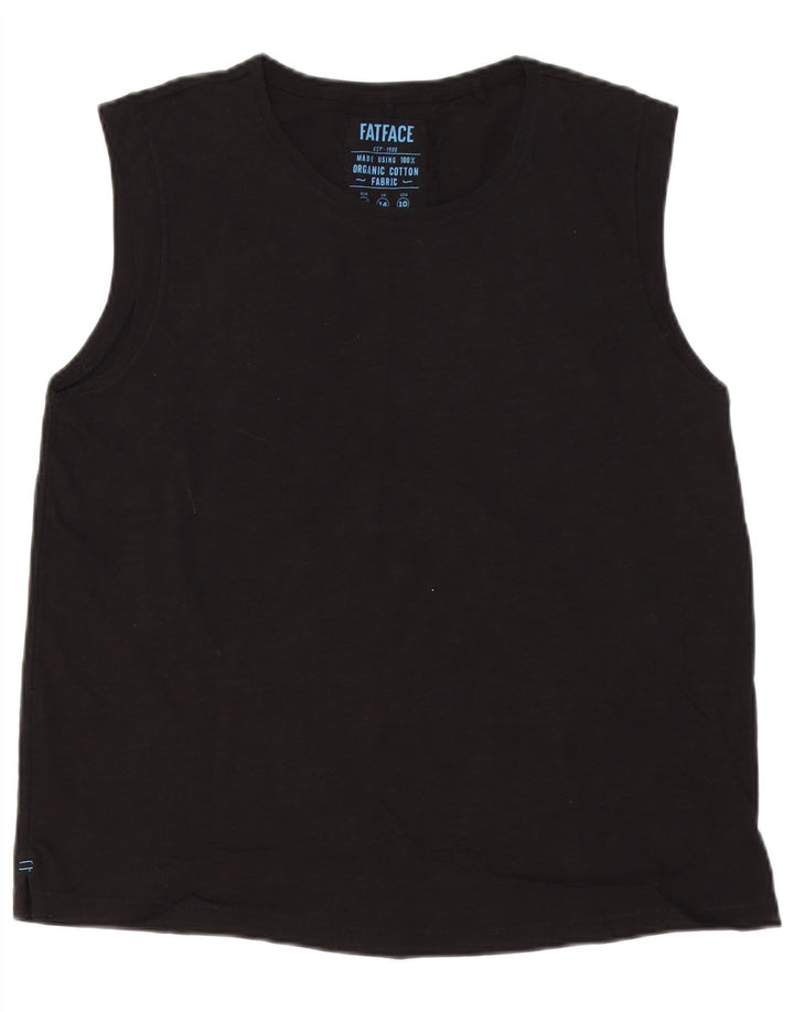 Fat Face Femei Vest Vest Top UK 14 Mare Bumbac Negru