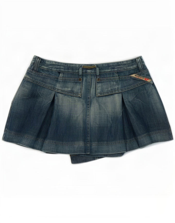 Fusta mini denim pentru femei Diesel W29, bumbac albastru mediu