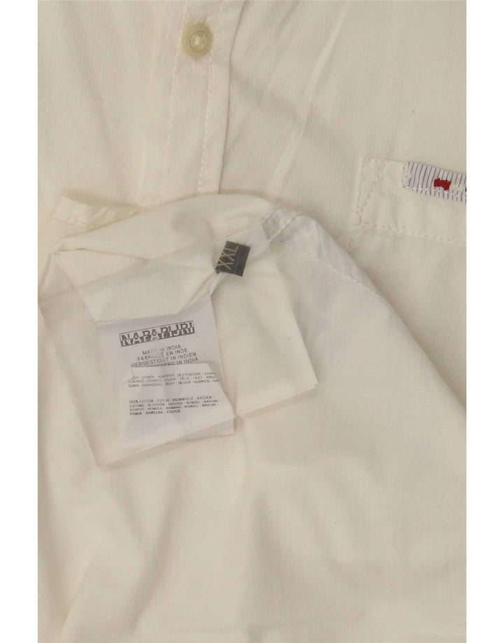 Cămașă Napapijri pentru bărbați, bumbac alb 2XL