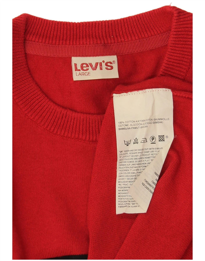 Pulover Levi's pentru bărbați cu gât roșu, bumbac cu dungi mari