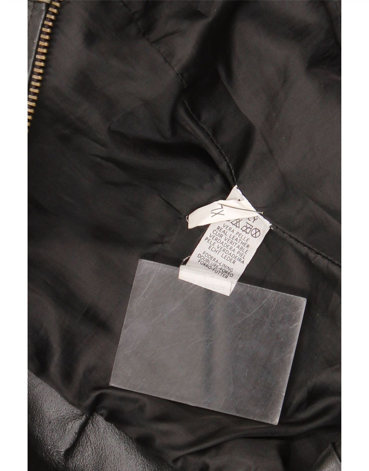Jachetă de piele vintage pentru femei UK 18 XL din piele neagră