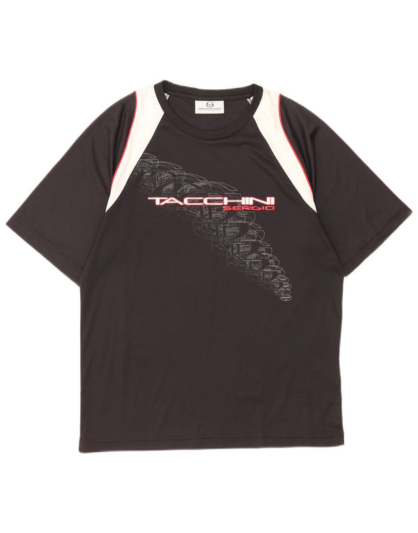 Tricou grafic pentru bărbați Sergio Tacchini Top Mediu Negru Poliester Bloc de culoare