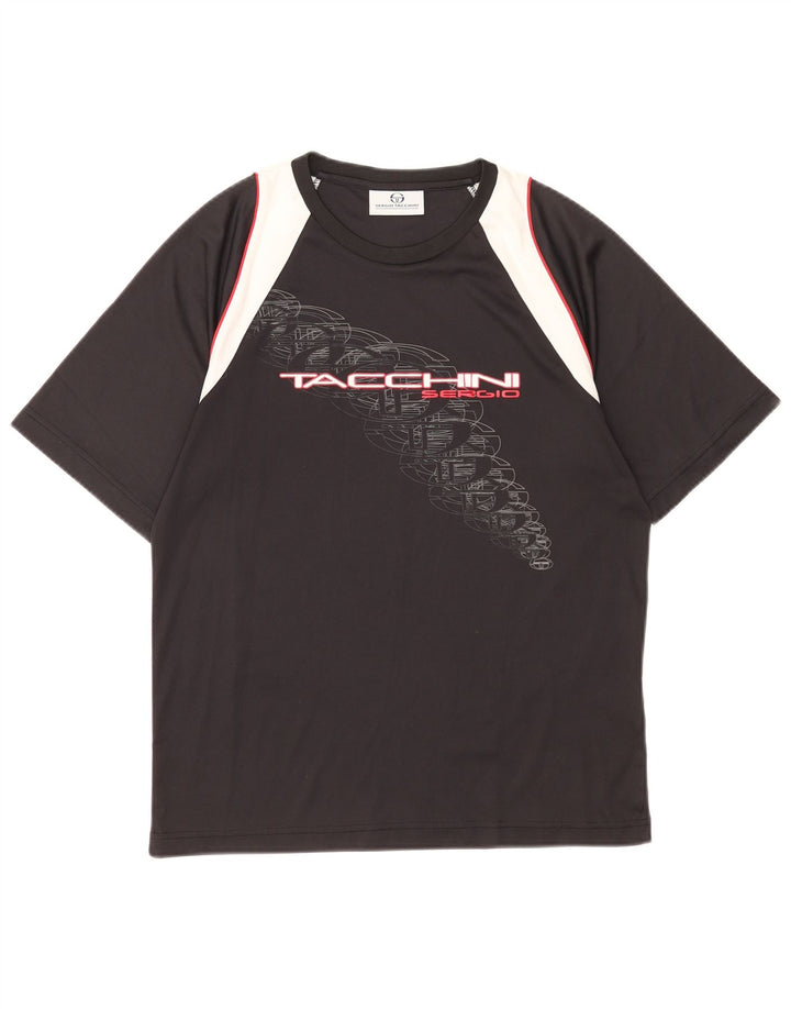Tricou grafic pentru bărbați Sergio Tacchini Top Mediu Negru Poliester Bloc de culoare