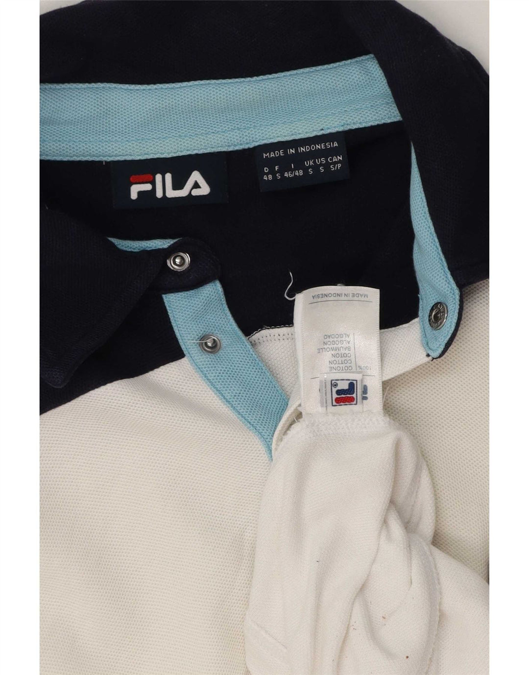 Tricou polo Fila pentru bărbați, mic, alb, din bumbac color bloc