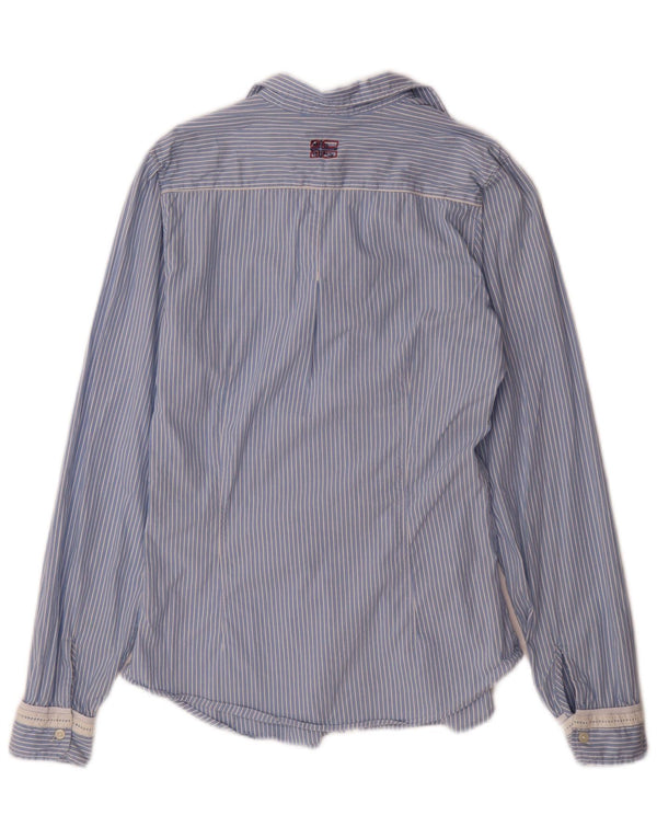 Cămașă Napapijri pentru femei UK 10 Small Blue Pinstripe