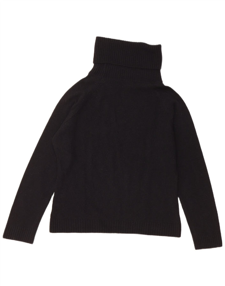 Pulover pentru femei Benetton cu gât rulat, Lână virgină mare, neagră, UK 16
