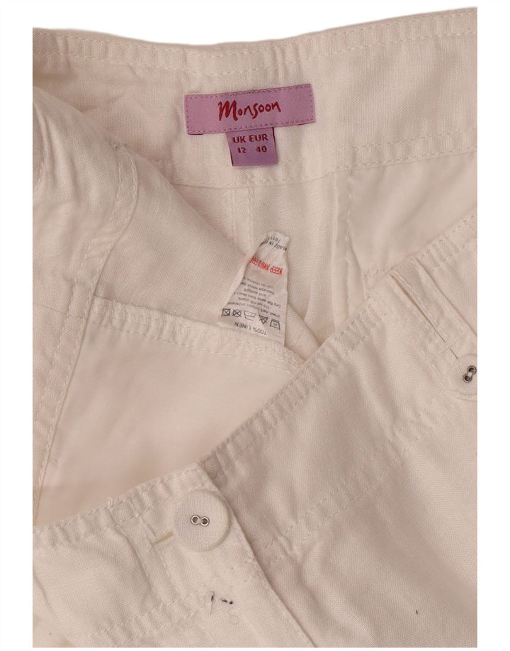 MONSOON Pantaloni chino Bootcut pentru femei UK 12 Medium W32 L31 White Linen