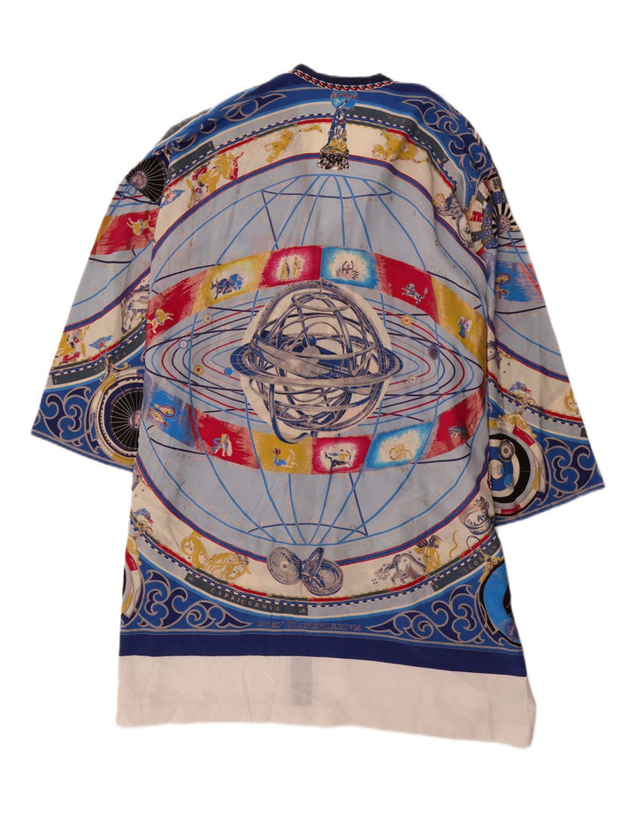 VINTAGE Rochie supradimensionată pentru femei cu model abstract, UK 14, albastru mediu