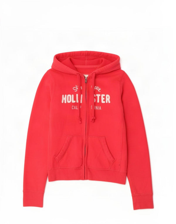 Pulover pentru femei Hollister Graphic Zip Hoodie UK 10 Small Red Bumbac
