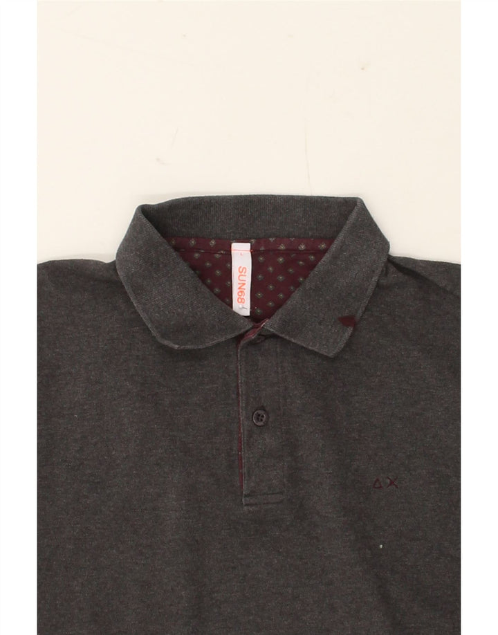 SUN68 Mens Long Sleeve Polo Shirt Large Grey Cotton Vintage Sun68 and Second-Hand Sun68 from Messina Hembry 
