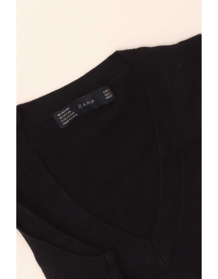 Zara Femei Vest Tank Top UK 8 Mic Bleumarin Rayon