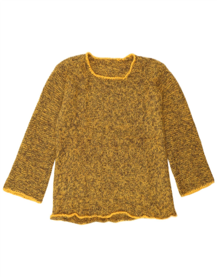 Pulover vintage pentru femei cu gât de barcă UK 10 mic galben pete