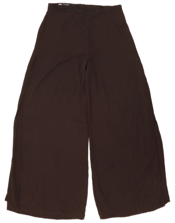 Pantaloni casual pentru femei cu picioare largi Zara Mediu L30 L31 Poliester negru