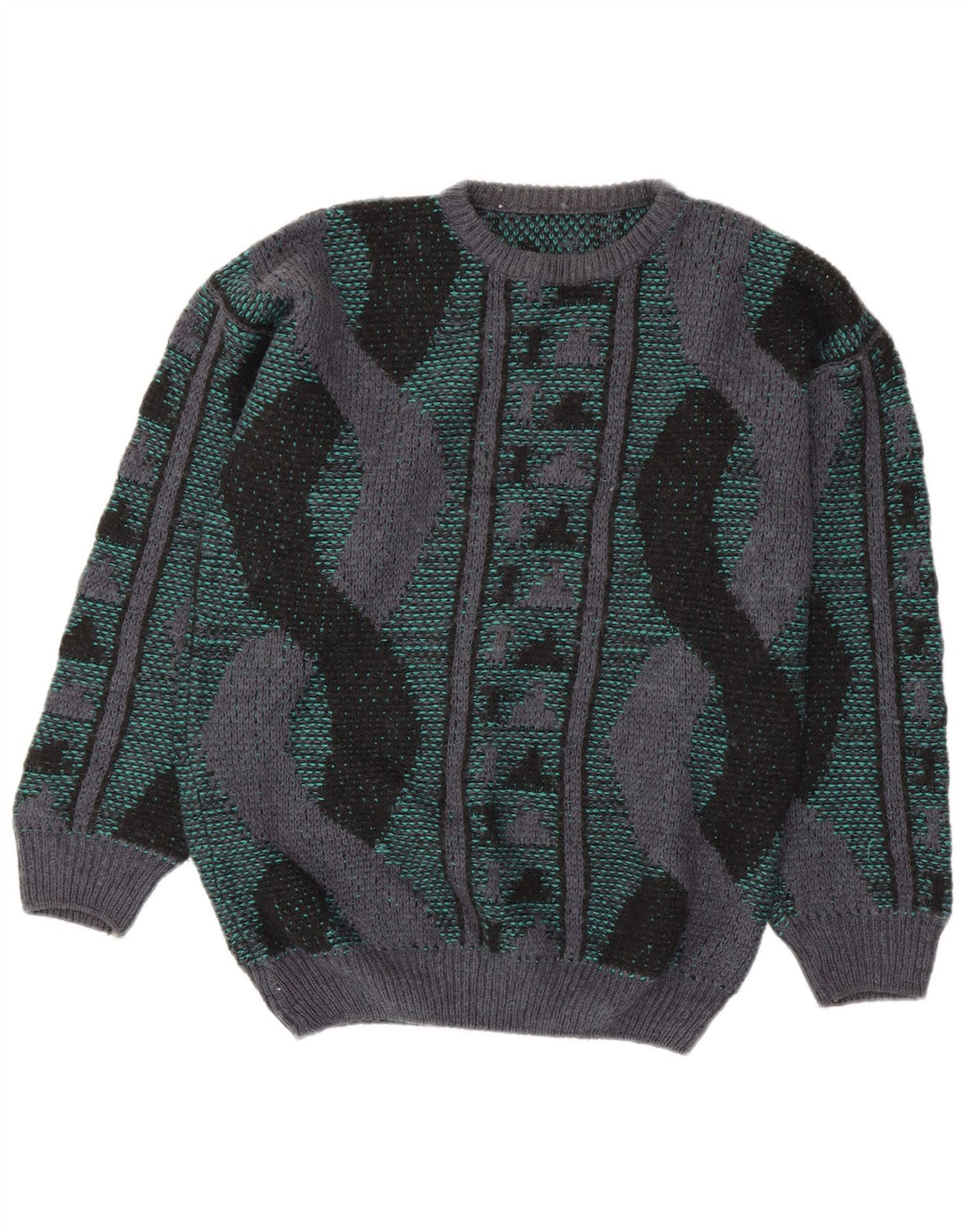 Pulover VINTAGE pentru bărbați cu gât crew pulover mediu multicolor geometric