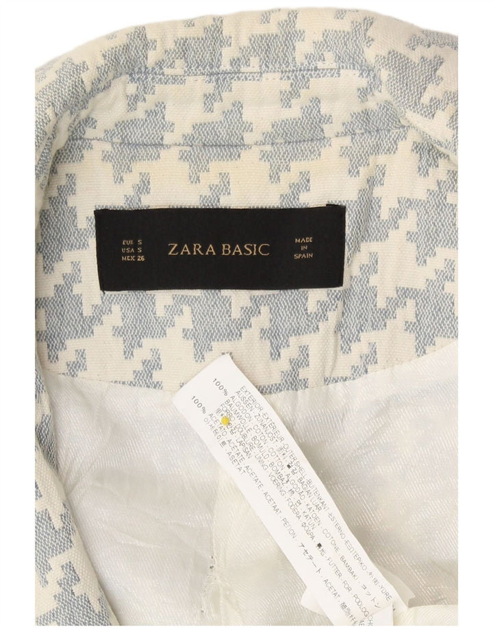 Jachetă blazer pentru femei Zara, cu tăiere largi, UK 10, bumbac cu picior de găin alb mic